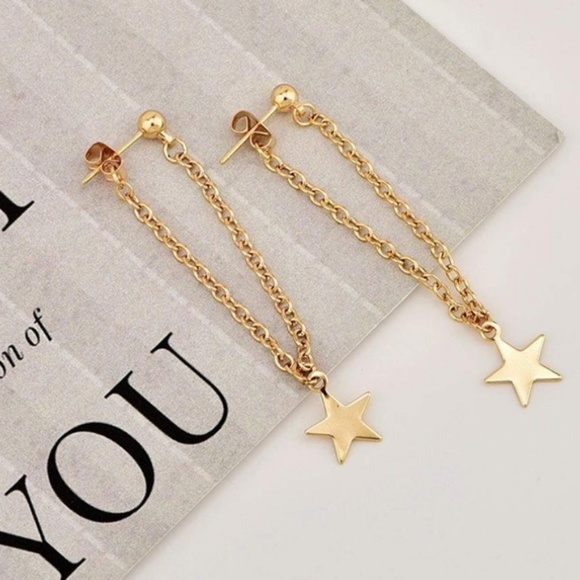 DAINTY GOLD STAR EARRINGS - Picture 3 of 3